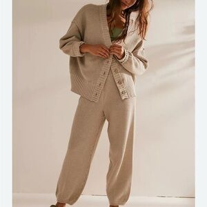 Free People Hailee Waffle stitch Cardigan and Pants
